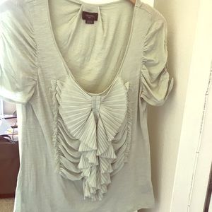 Pale green Anthropologie T-shirt with bow detail